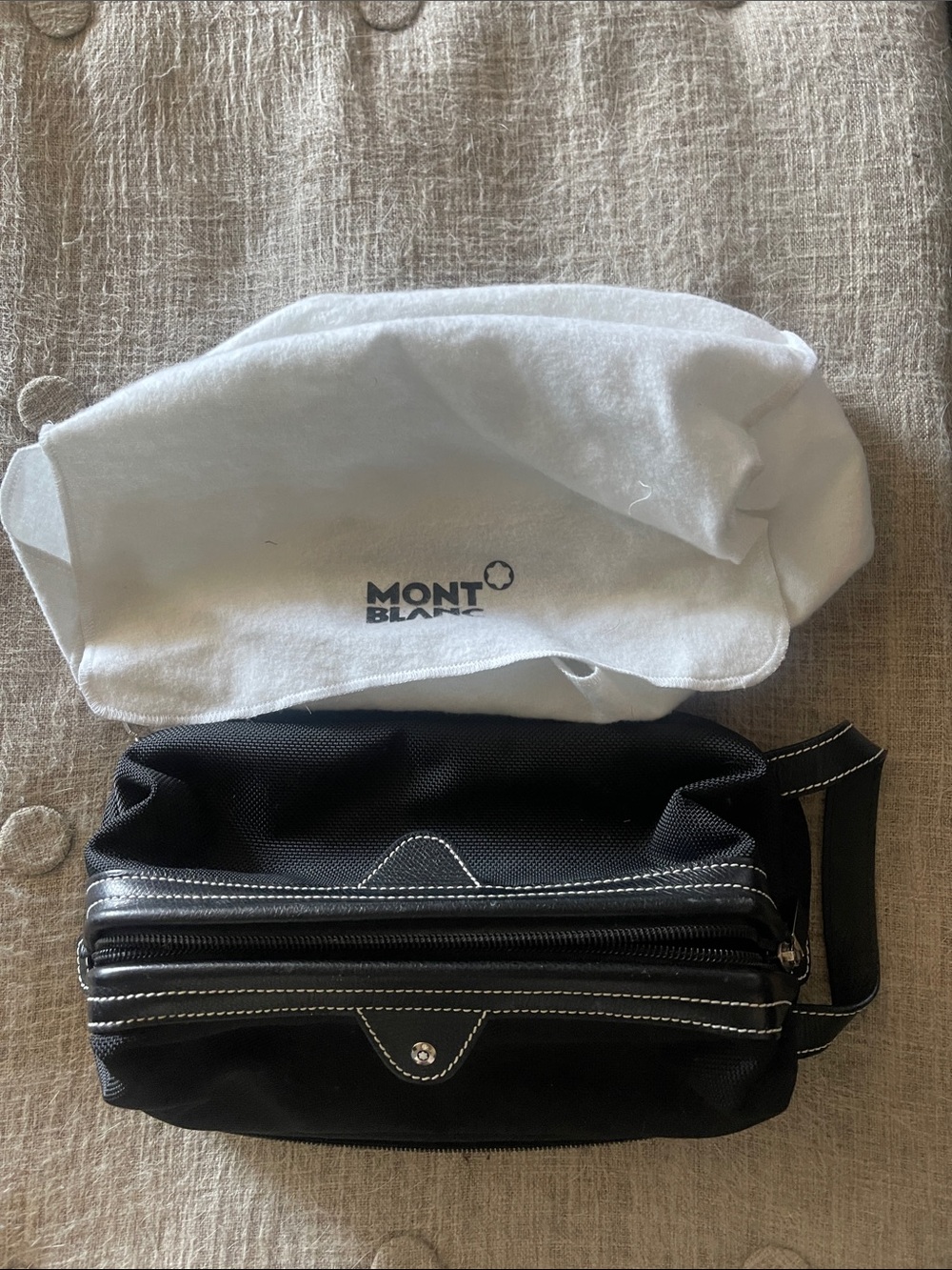 Montblanc Black Men's Toiletry Bag with Contrast Stitching